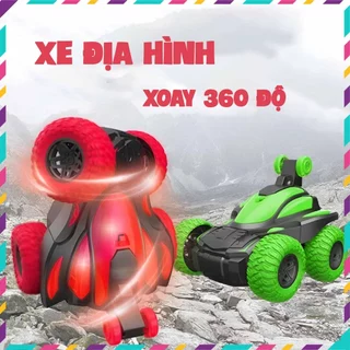 Đồ chơi Xe ô tô địa hình chạy pin xoay 360 nhào lộn có đèn và nhạc vui nhộn cho bé