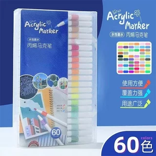 Bút Màu Acrylic Marker 12/24/36/48/60 Cao Cấp Đầu Nhỏ - Chống Thấm Nước, Vẽ Lên Được Nhiều Chất Liệu ( ms 033)