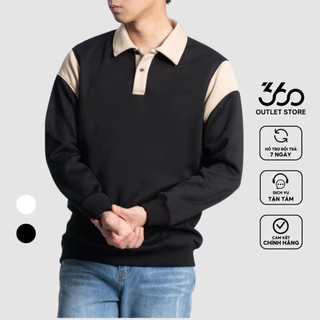 Áo polo dài tay nam nỉ phối màu 360 Boutique sweater nam có cổ chất liệu cotton 2 màu trẻ trung - POMOL421