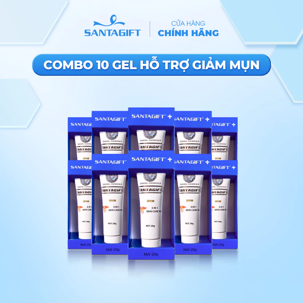 Combo 10 Gel hỗ trợ giảm mụnGamma SANTAGIFT 20g Skincare