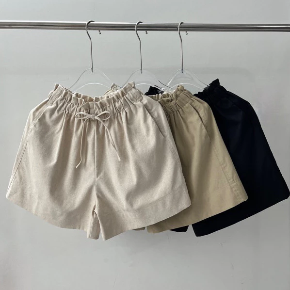 Quần 𝘀𝗵𝗼𝗿𝘁 nữ linen lưng thun, Quần đùi nữ phong cách hàn quốc - 𝗥𝘂𝗯𝗲𝗿 𝘀𝗵𝗼𝗿𝘁 MQ040