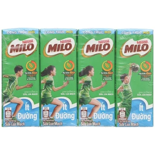 Lốc 4 hộp sữa Milo ít đường 180ml. HSD: 7/2024