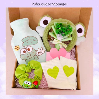 Set quà tặng người yêu valentime, 8/3, quà tặng sinh nhật, combo túi chườm nóng bụng kinh 350ml cute, puhashop