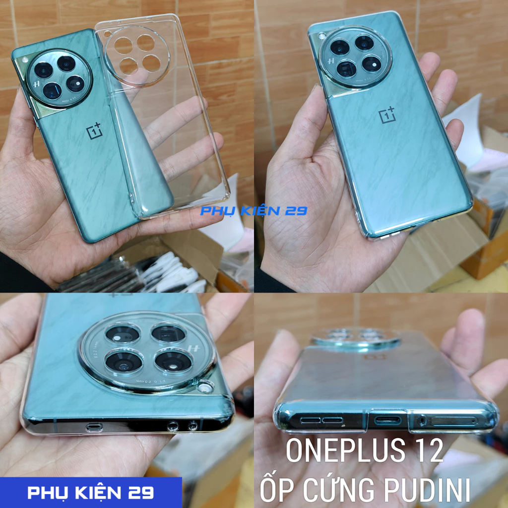 [Oneplus 12] Ốp lưng cứng trong suốt không ố màu PUDINI