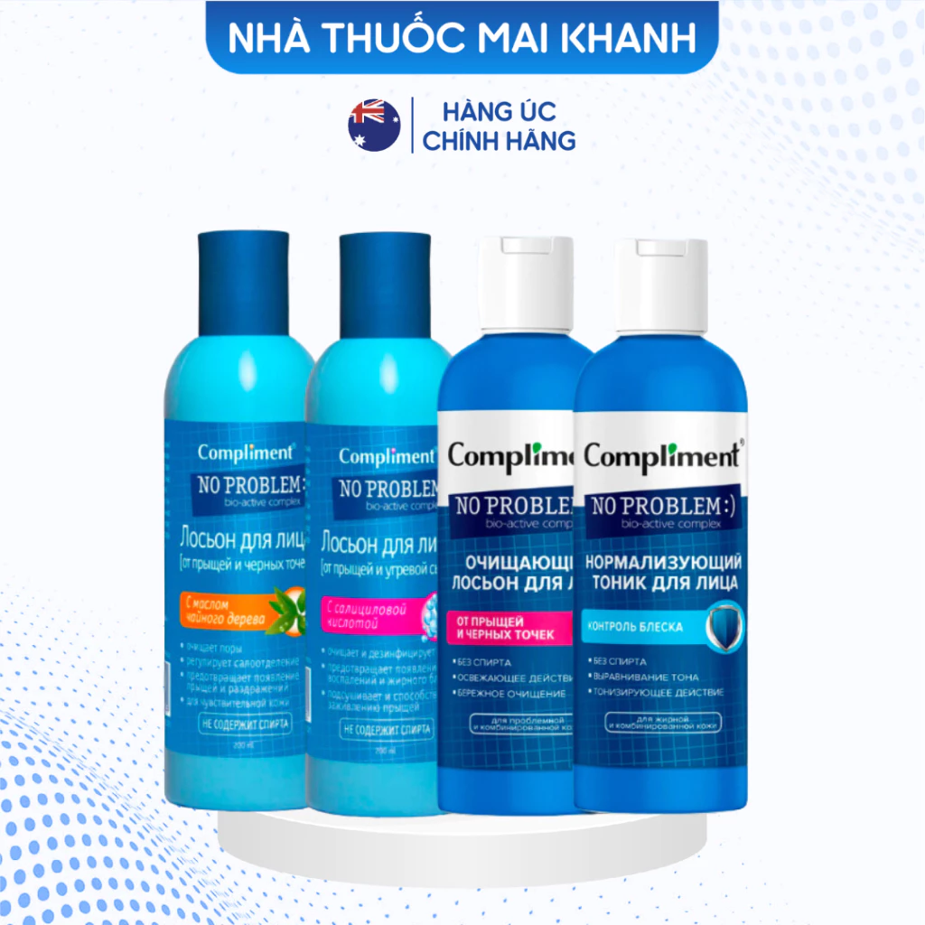 Toner Nước Hoa Hồng Bha Compliment No Problem Tonner Cân Bằng Da Dầu Mụn Dưỡng Ẩm Da Khô Kiềm Dầu Mờ Thâm 200ml