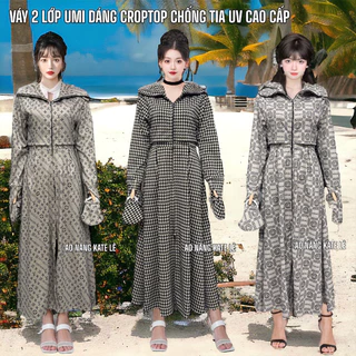 (SẴN) ÁO 2 LỚP UMI DÁNG CROPTOP chống tia uv. Váy không xẻ sau. Thân áo trên 2 lớp. Full size (40-110kg). BIGSIZE.