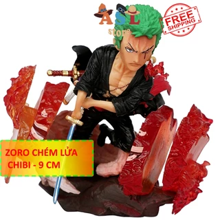 Mô Hình Zoro G5 chibi chém lửa - Cao 9cm - rộng 8cm - nặng 140gram - Figure OnePiece  - ASL Store mô hình One Piece