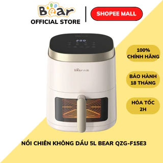 Nồi chiên không dầu 5L Bear QZG-F15E3 - 1500W - Làm giòn, Menu 7 cài sẵn, Hẹn giờ nướng, BH 18 Tháng