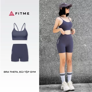 Bộ đồ thể thao nữ Fitme áo bra Theta, quần legging đùi Midnight Blue hỗ trợ tập yoga tốt