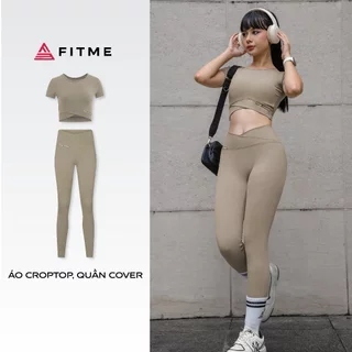 Bộ đồ tập thể thao Áo thun croptop Sand, Quần legging phối xéo Sand tập gym yoga thoáng khí