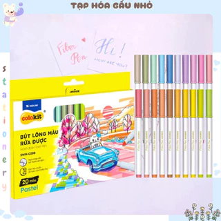 Bộ 20 màu Bút Fiber Pen PASTEL RỬA ĐƯỢC Thiên Long Colokit / Trang trí sổ