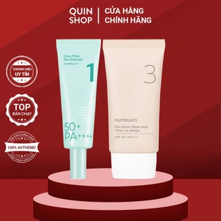 Kem & Tinh Chất Chống Nắng Cấp Ẩm, Làm Dịu Numbuzin No.3 Porcelain Base-skip Tone Up Beige, Clear Filter Sun Essence