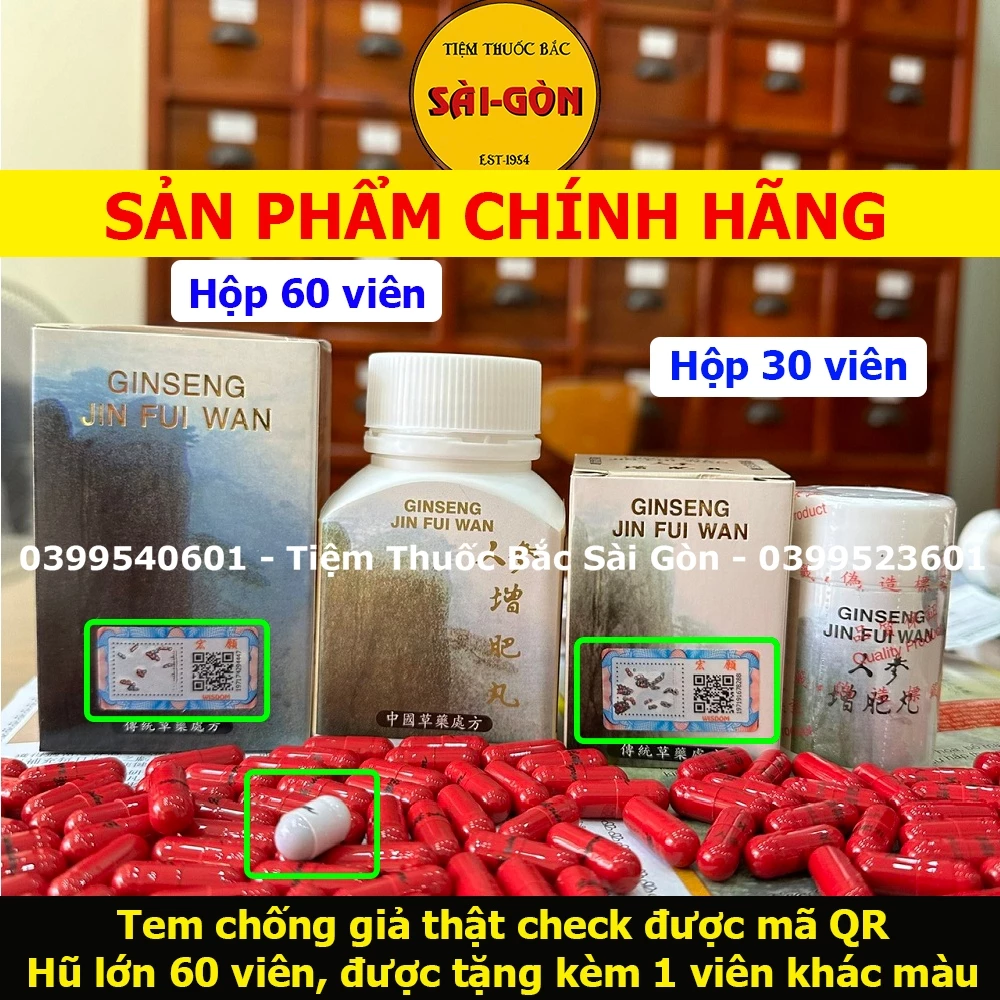 Nhân Sâm Tăng Phì Hoàn HÀNG CHÍNH HÃNG CHECK ĐƯỢC MÃ QR- Ginseng Jin Fui Yen (Hỗ Trợ Tăng Cân, date mới)