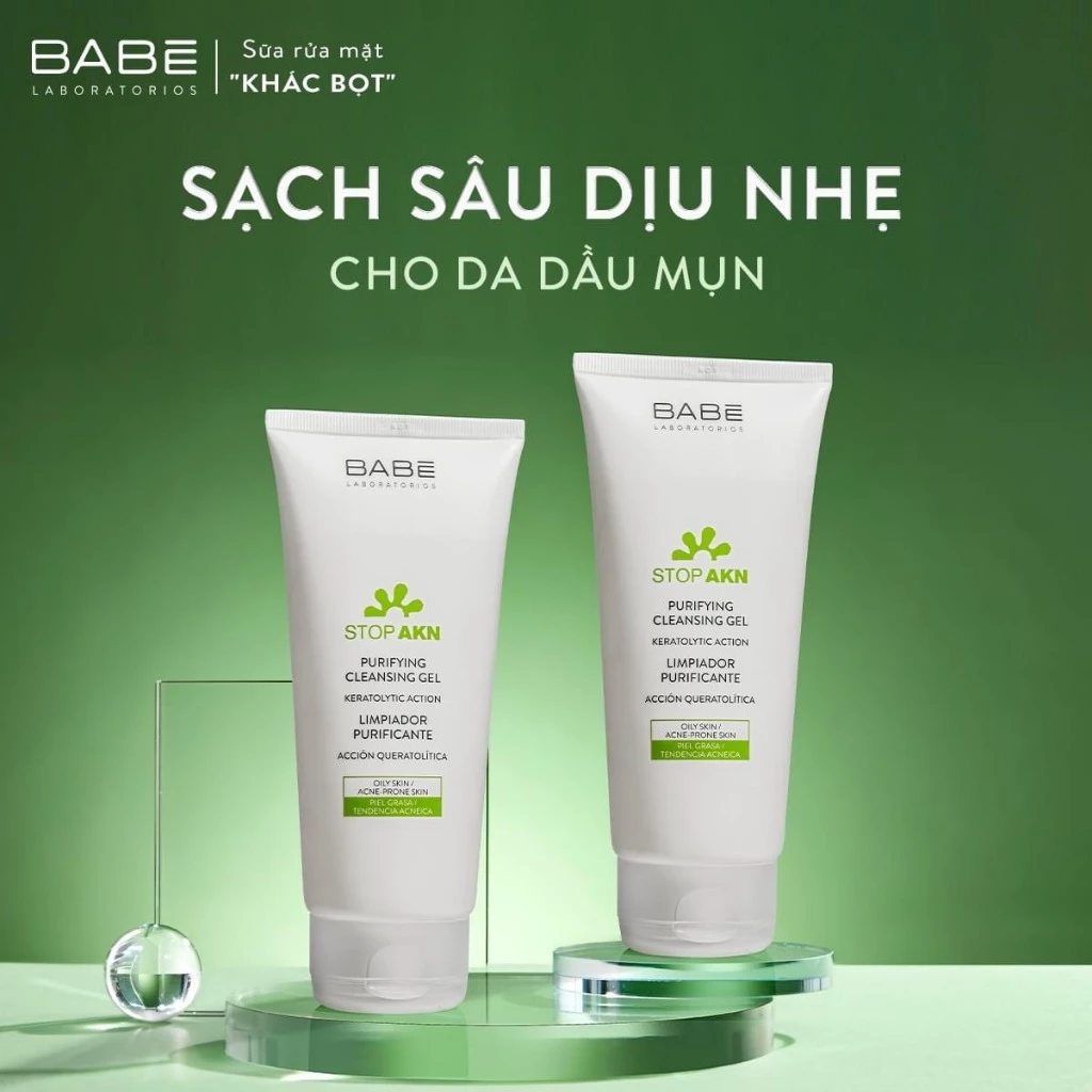 [TEM ĐẦY ĐỦ CTY] Sữa Rửa Mặt BABE - BABÉ Stop Akn Purifying Cleansing Gel Cho Da Dầu Mụn 200ml