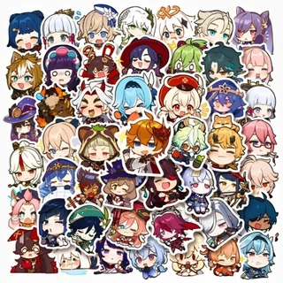 Set 50 miếng sticker hình dán chống nước genshin chibi M623