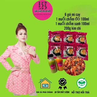 6 gói set mì cay ĂN VẶT BA BÁO ĐẬM ĐÀ  cốt pha sẵn tự nấu chuẩn tại quán, tặng kèm 200g kim chi,2 Muối chấm 150G