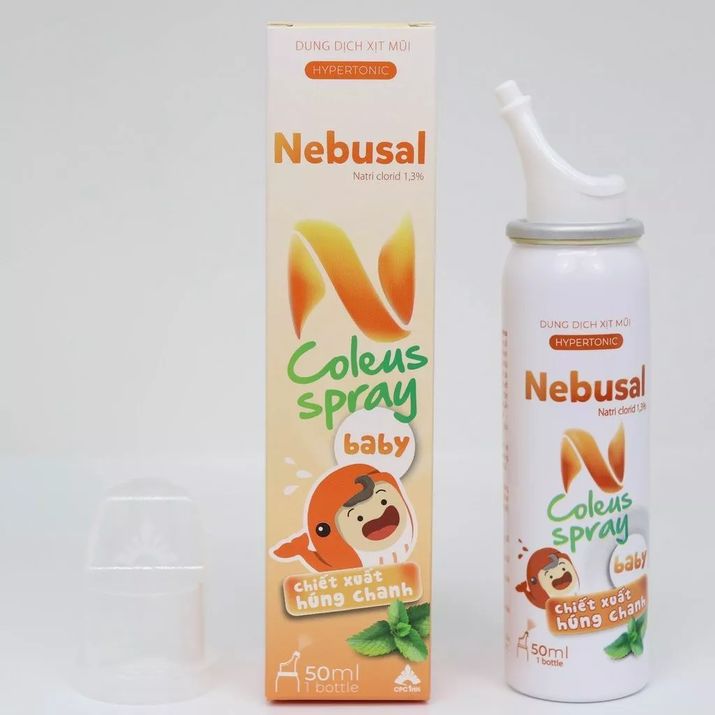 Xịt mũi NEBUSAL Coleus húng chanh giảm sổ, nghẹt mũi 50ml cho trẻ em và người lớn