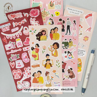 Set 2 tờ Sticker Ngày 8/3, chủ đề Tình yêu Valentine