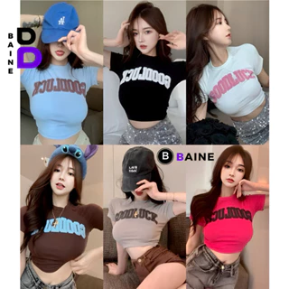 Áo Croptop Nữ GOODLUCK Chất Thun Borip Kiểu Sexy Nữ, Áo Thun Ôm Body In Hoạ Tiết Đẹp Tôn Dáng BAINE