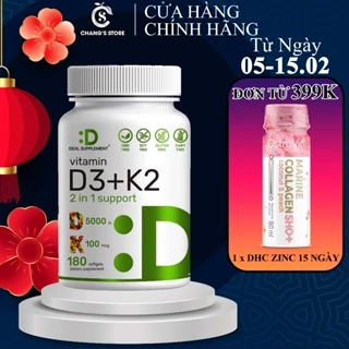 Viên Bổ Sung Tăng Sức Đề Kháng, Săn Chắc Xương Deal Supplement Vitamin D3 + K2 180 Viên