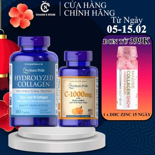 Combo Chăm Sóc Da Collagen ( 180v ) + Vitamin C ( 100v ) Puritan's Pride