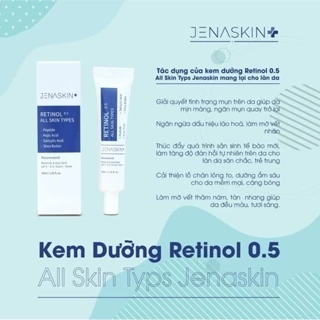 Kem Retinol 0.5% Jenaskin All Skin Types, mờ thâm nám, se khít lỗ chân lông