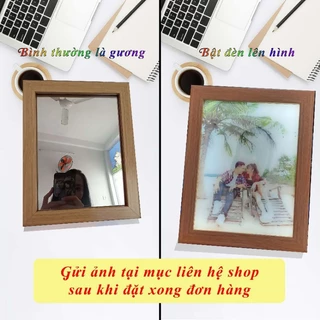 Tranh đèn led hộp gương, in theo yêu cầu, có điều khiển, có pin,khổ A4(23X33CM) A5(18X23CM), làm quà tặng kỷ niệm