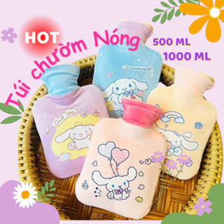 Túi chườm giữ nhiệt nóng lạnh Hoạt Hình Cinnamoroll DecorVN giảm đau bụng kinh, túi chườm giữ ấm 500ml/ 1000ml