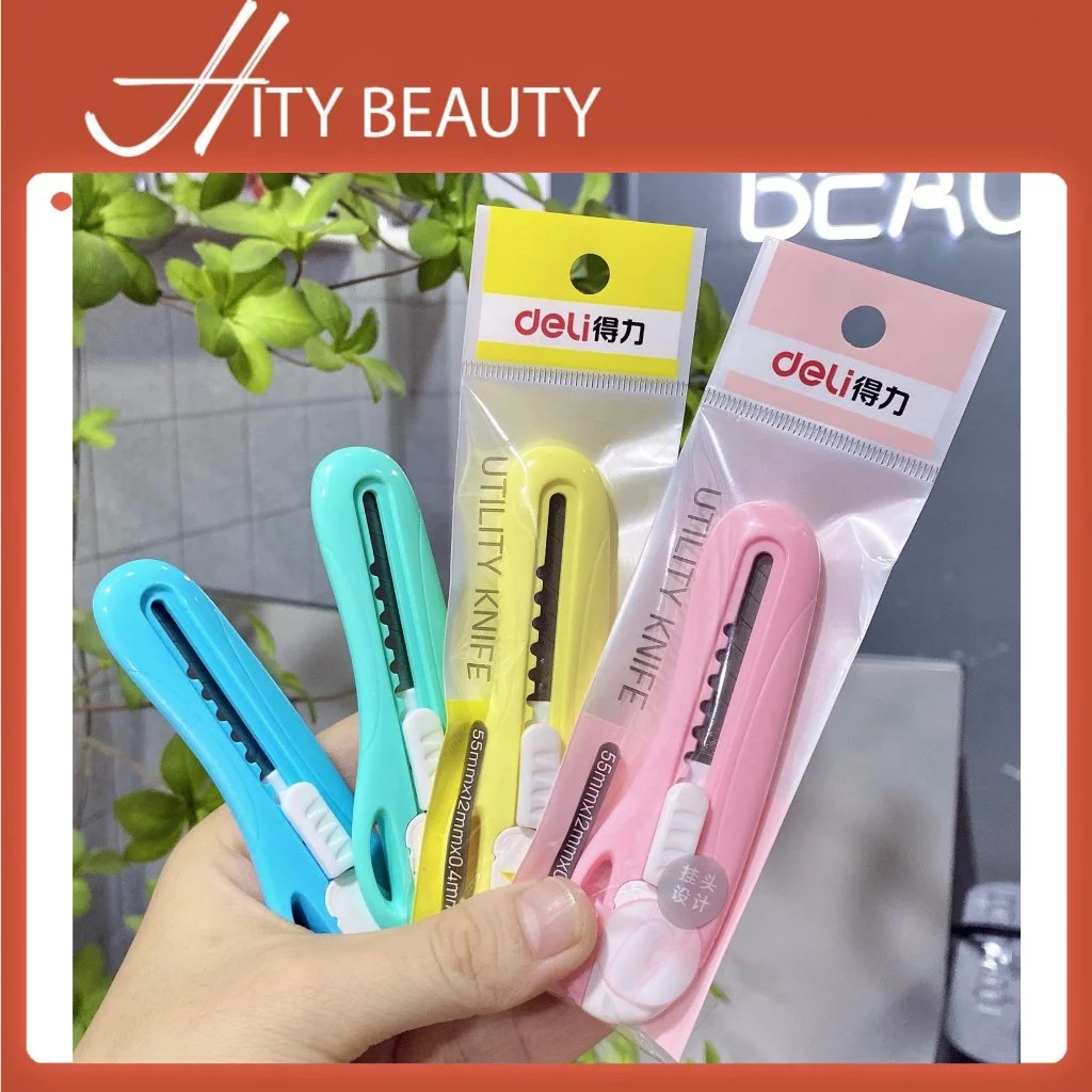 [Ngẫu Nhiên] Dao DELI got chì, rọc giấy lưỡi dao sắc bén chất liệu cứng cáp - Hity Beauty