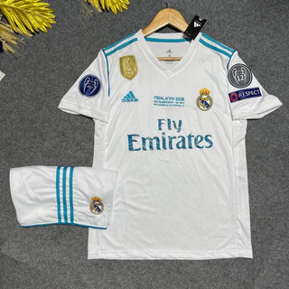 Áo Bóng Đá, Bộ Quần Áo Đá Banh CLB Real Madrid 2018 - Chuẩn Mẫu Thi Đấu - Vải Polyester Gai Thái Cao Cấp