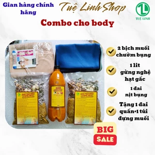 Combo 2kg muối TD, 1 lit gừng nghệ gấc, 1 đai nịt bụng (tặng 1 túi vải đựng muối)