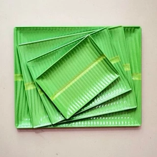 Khay/đĩa nhựa hình chữ nhật giả lá chuối (hàng Việt Nam chất lượng cao)
