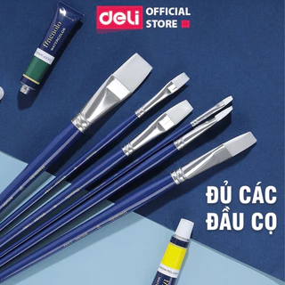 Cọ Vẽ Chuyên Nghiệp Deli, Vẽ Màu Nước/Bột/Sơn Acrylic Đầu Nylon Cán Gỗ Mịn Cao Cấp Đa Năng Chuyên Dụng