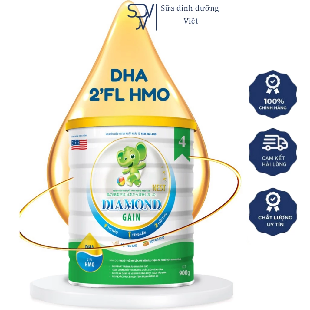 Sữa DIAMOND NEST GAIN (dành cho trẻ từ một tuổi trở lên) giúp con tăng cân hiệu quả 400g-900g