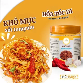 Mực Xé Sợi Sốt TomYum Vị Biển Miền Trung, Đồ Ăn Vặt Ngon Rẻ Hủ PET 130GR Thực Phẩm Ăn Liền