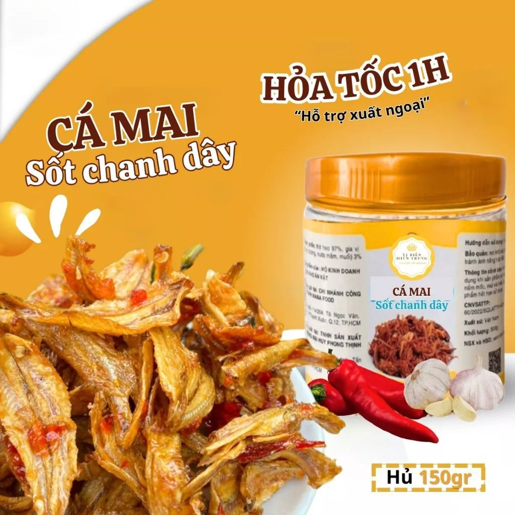 Cá Mai Sốt Chanh Chua Ngọt Vị Biển, Đồ Ăn Vặt Ngon Giá Rẻ Hủ Pet 130gr Sản Phẩm Ăn Liền