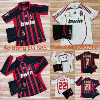 Bộ Quần Áo Bóng Đá CLB AC Milan Retro 2007 - Vải Polyester Gai Thái Cao Cấp