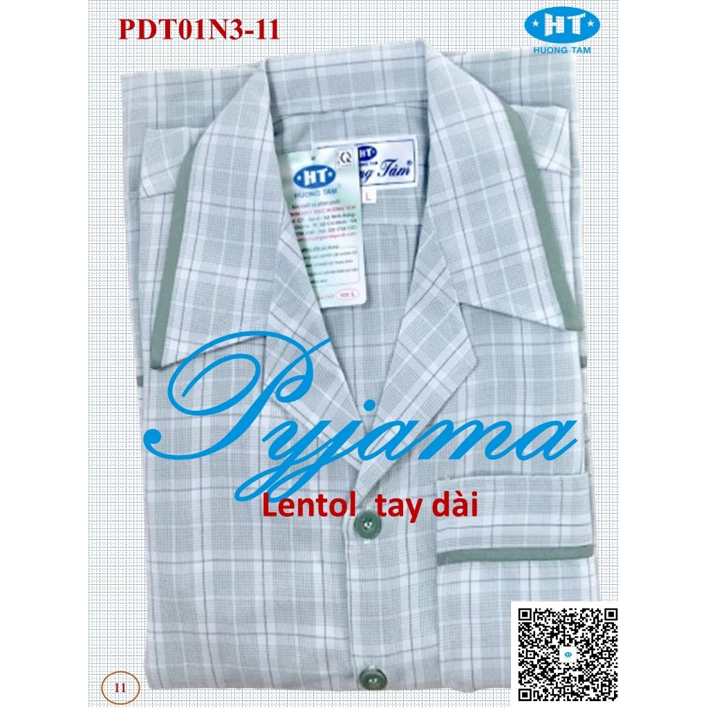 Bộ Pyjama HUONGTAM Lentol tay dài  nam cao cấp(PDT01N3). Chất liệu vải Lentol loại tốt:  mềm mại, thoáng mát