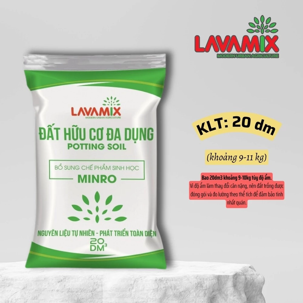 Đất Trồng Cây Lavamix | bao 20dm ~ 10kg - Đất hữu cơ đa dụng trồng rau củ quả,cây kiểng trộn sẵn | Đất trồng cây Lavamix