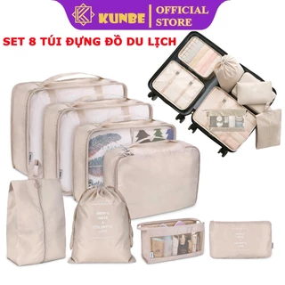 Set 8 Túi Phân Chia Quần Áo KUNBE Xếp Vali Tiện Lợi