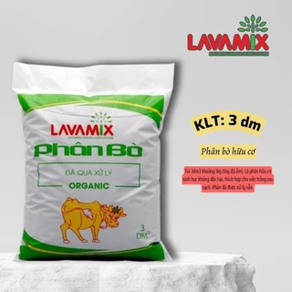 Phân Bò Hữu Cơ Lavamix | túi 3dm - đã qua xử lý, bổ sung đạm, bón lót cho rau củ quả, hoa kiểng | Đất trồng cây Lavamix