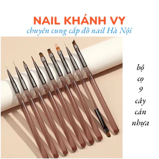 bộ cọ 9 cây vẽ móng tay ( 10 đầu cọ ) brush cán nhựa NAIL KHANH VY