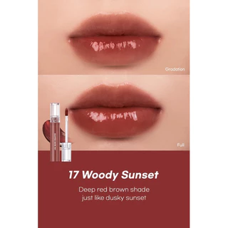 [SON CHIẾT][17 WOODY SUNSET] Son Tint bóng siêu lì, căng mọng cho môi Hàn Quốc Romand Glasting Water Tint 4g