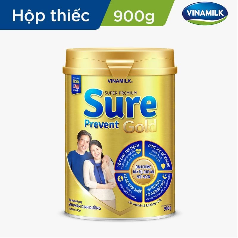 HSD 03/2026_Sữa bột Vinamilk Sure Prevent Gold lon 900g, cho người lớn tuổi