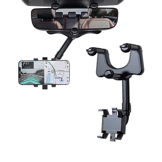 Giá đỡ điện thoại kẹp kính chiếu hậu xe hơi xoay 360° điều chỉnh linh hoạt không cản tầm nhìn