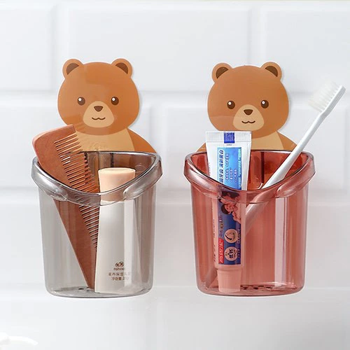 Cốc gấu đựng bàn chải kem đánh răng Cốc gấu dán tường siêu dính -B124