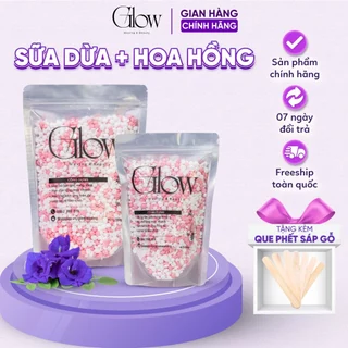 [CHE TÊN] Sáp Wax Lông Mix Hoa Hồng + Sữa Dừa Cao Cấp Siêu Bám Lông Chuyên Wax Bikini, Body GLOW WAXING Tặng Que Gỗ