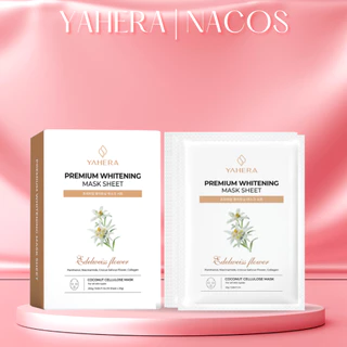 Hộp 10 Mặt nạ thạch nước dừa tươi dưỡng trắng da cao cấp YAHERA Premium Whitening Mask Sheet dưỡng ẩm, phục hồi da 25g