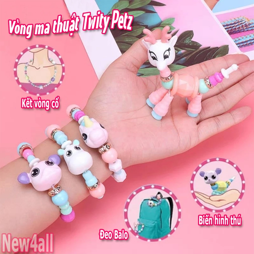 Vòng Tay Bé Gái Twisty Petz biến hình Thú ma thuật dễ thương làm quà tặng - New4all Hươu Voi Thỏ Chuột