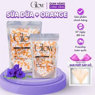 Sáp Wax Lông Nóng Sữa Dừa Orange Cao Cấp GLOW WAXING Siêu Bám Lông Thân Thiện Với Làn Da Tặng Que Gỗ CHE TÊN SẢN PHẨM